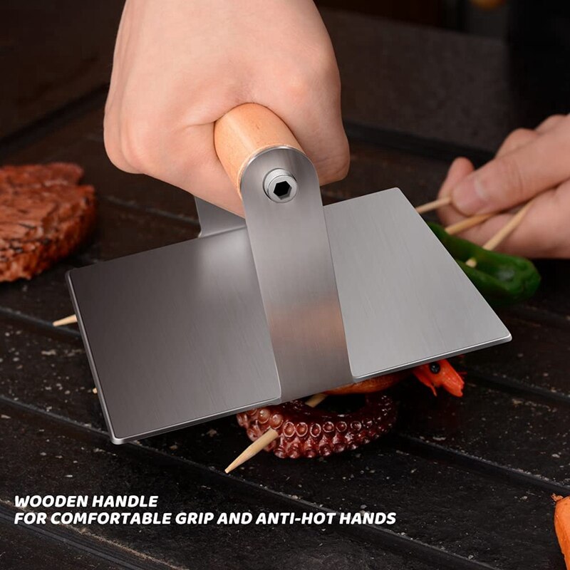 Square Burger Press,Burger Smasher,Hamburger Bacon Press,Presser Spatula For Flat Top Outdoor Griddle Grill Home Cooking