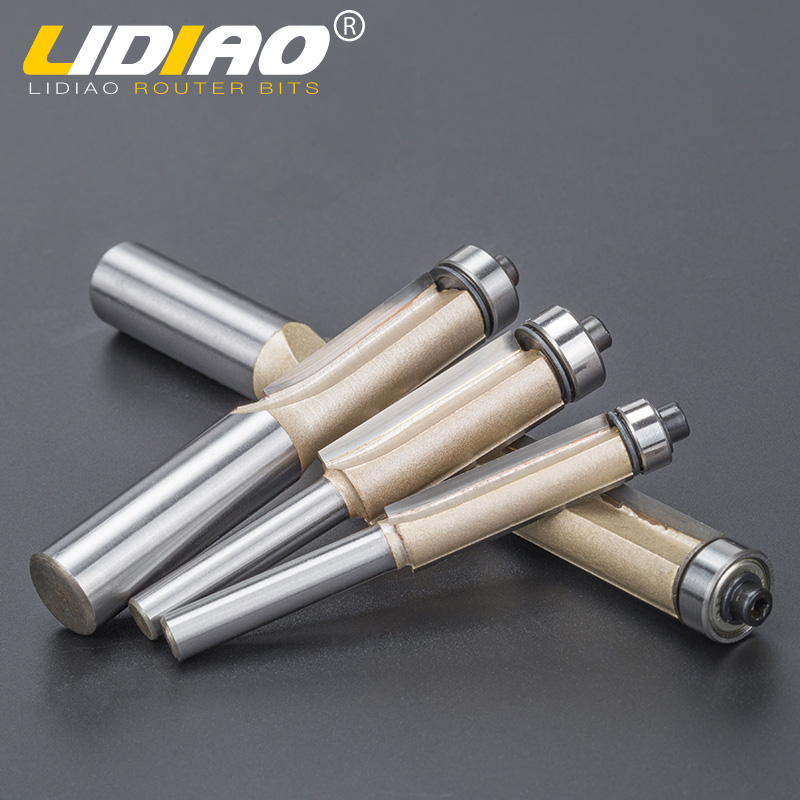 LIDIAO 1pc 1/2 ''1/4'' Schacht Langdurig trimmen beetje met lager Houtbewerking router bit 2 fluit straight bit frees