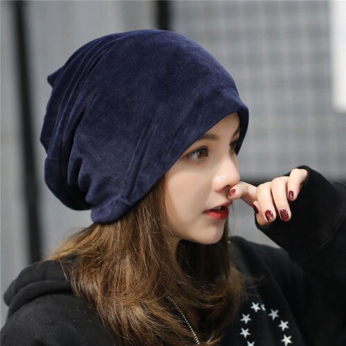 Dame herre fløyel baggy lue lue vinter varm oversized ski cap: D