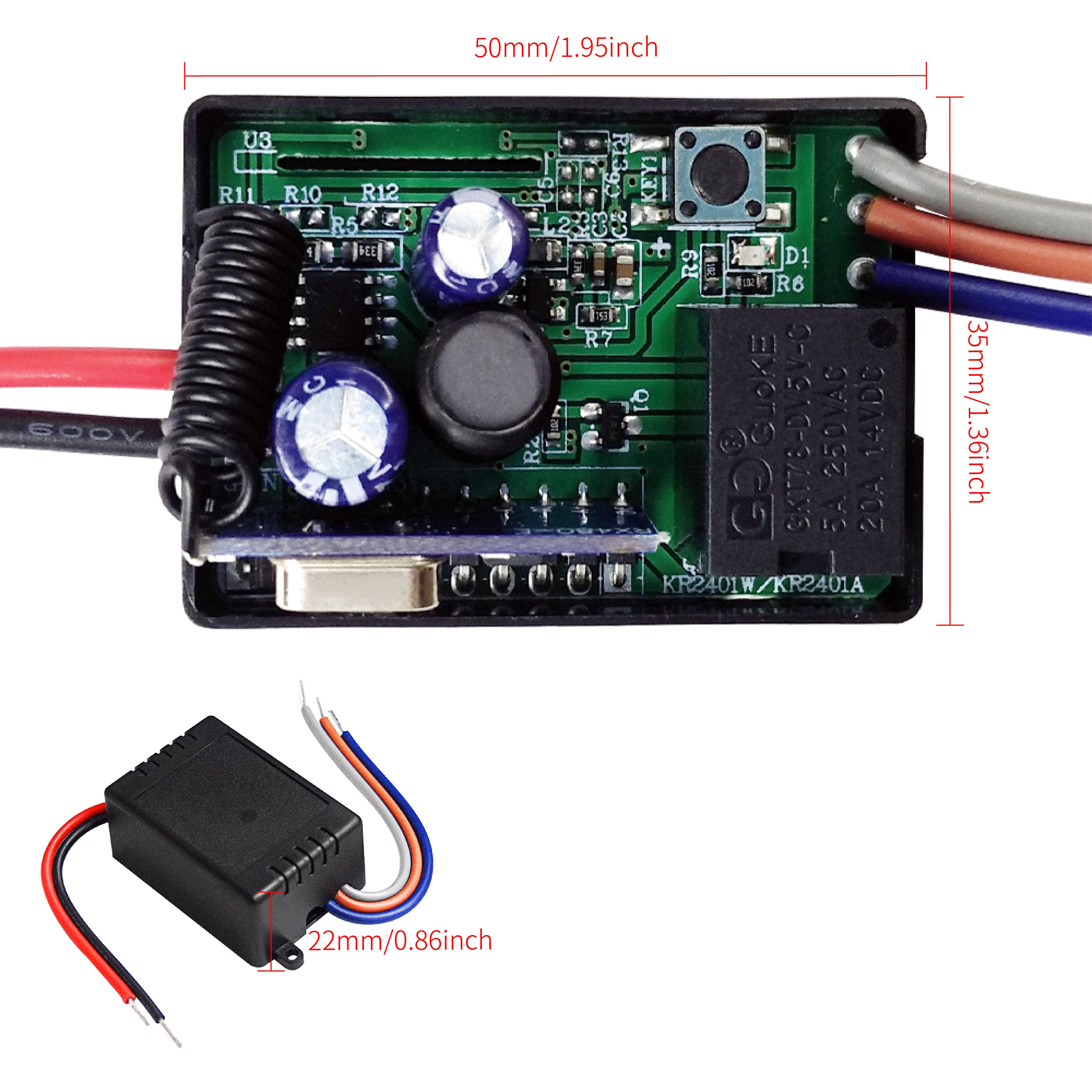 GERMA 433Mhz Universal Wireless Remote Control Switch DC 12V 24V 1CH relay Receiver Module With 1 channel Remote Transmitter DIY