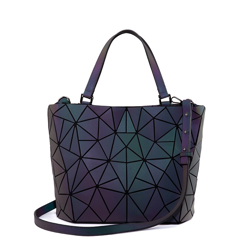 Lovevook women shoulder bag set luxury handbag folding crossbody bag female purse and wallet for ladies luminous color: Totes