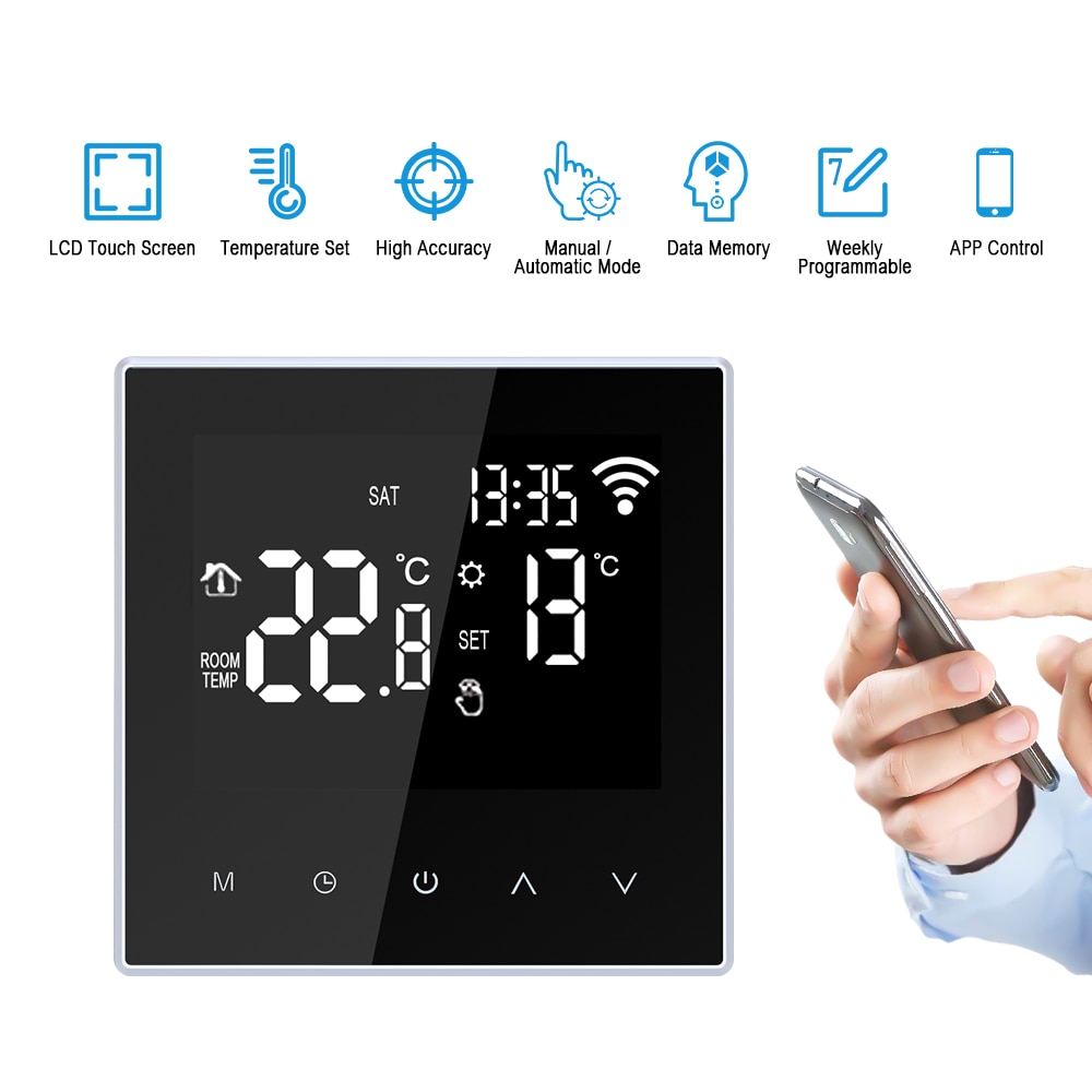 Termostat wifi golvvärme app styrtermostat för golvvärme 16a ac 100-250v programmerbar wifi-termostat