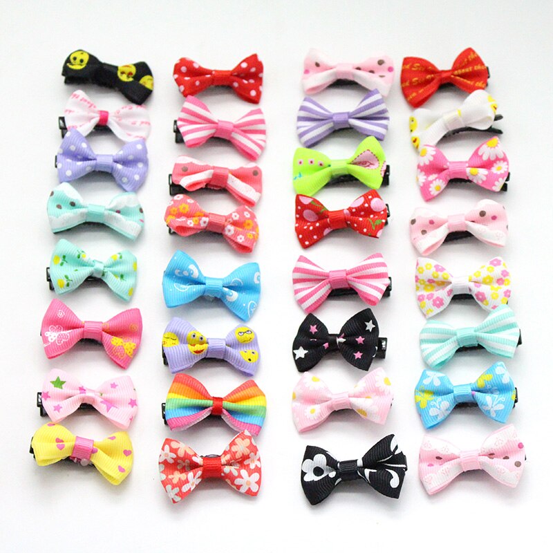 100 pz/lotto Accessori per Capelli Piccola clip di capelli per le ragazze mini 3 centimetri Arco Dolce di Stampa Del bambino Della Ragazza Dei Bambini Forcelle Bambini barrette
