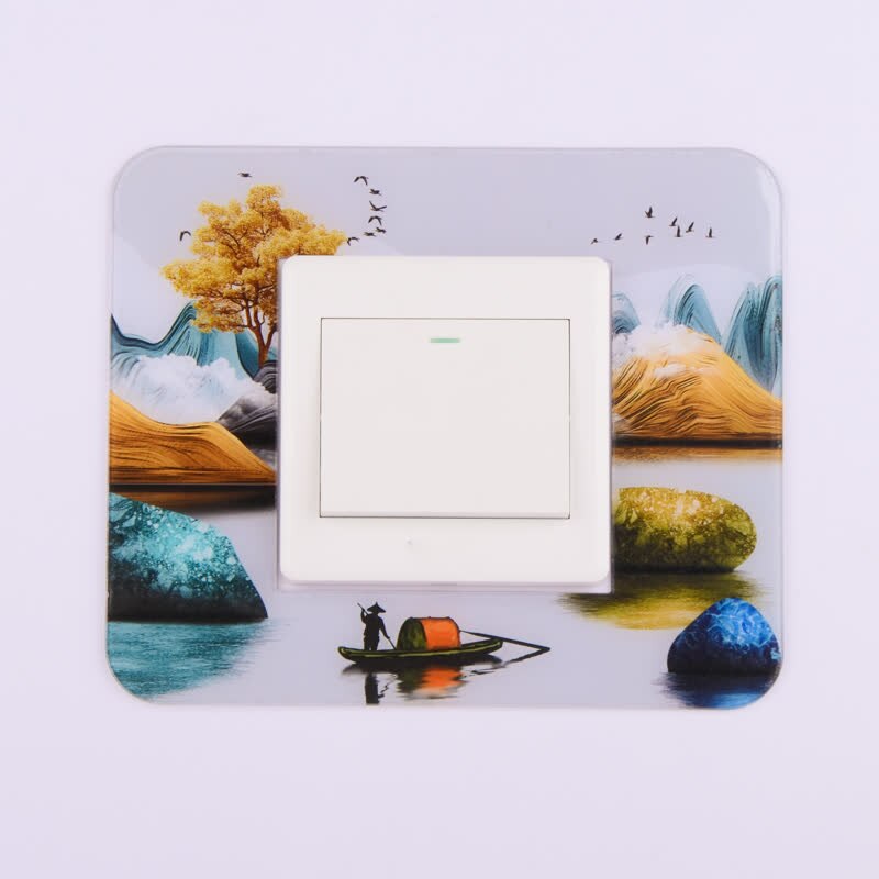 Traditional chinese style Acrylic Socket switch sticker Wall stickers Home decor Living room decoration Light switch cover plate: J