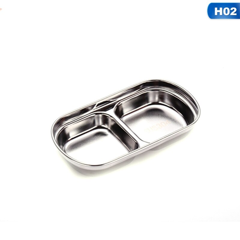 Barbecue Dipping Dish Stainless Steel Condiment Bowl Three Grilles Soy Sauce Vinegar Sauce Divided Es: 2