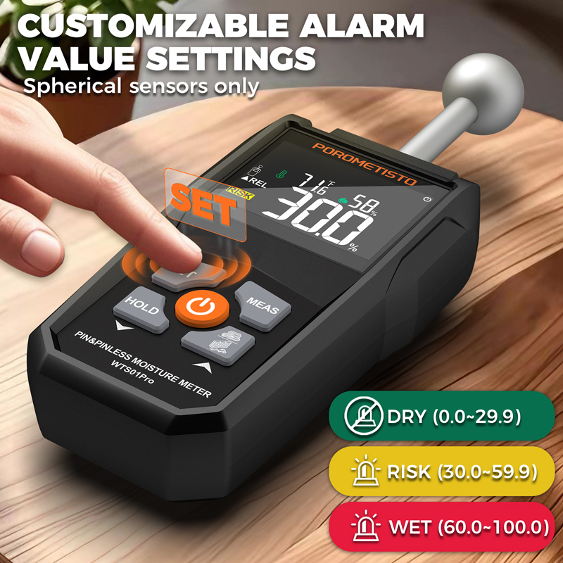 2IN1 Pin & Roestvrij Houtvochttester Houtwerk Digitale Houtvochtigheidstester met LCD-scherm 0 ~ 99,9% Hout Vochtige Houtdetector