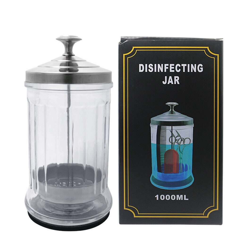 Salon Barber Disinfection Jar Sterilization Container Sanitizer Glass Manicure Disinfection Cup Hairdressing Tools: S 200X95X95mm