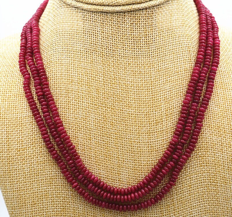 brésil véritable TOP naturel 3 rangées 2X4mm perles rouges collier bijoux