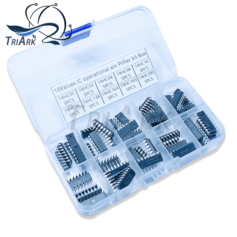 Kit d'assortiment de composants électroniques, 50 pièces/lot, 74HC00 74HC02 74HC04 74HC08 74HC14 74HC32 74HC138 74HC164 74HC165 74HC595, amplificateur