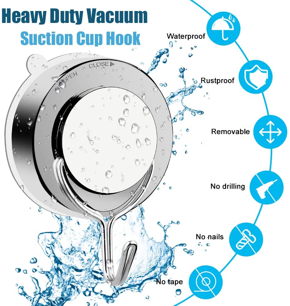 Gancho de ventosa Extra fuerte, gancho de succión de pared al vacío sin perforación, soporte de toalla de acero inoxidable para ventana de vidrio y baño