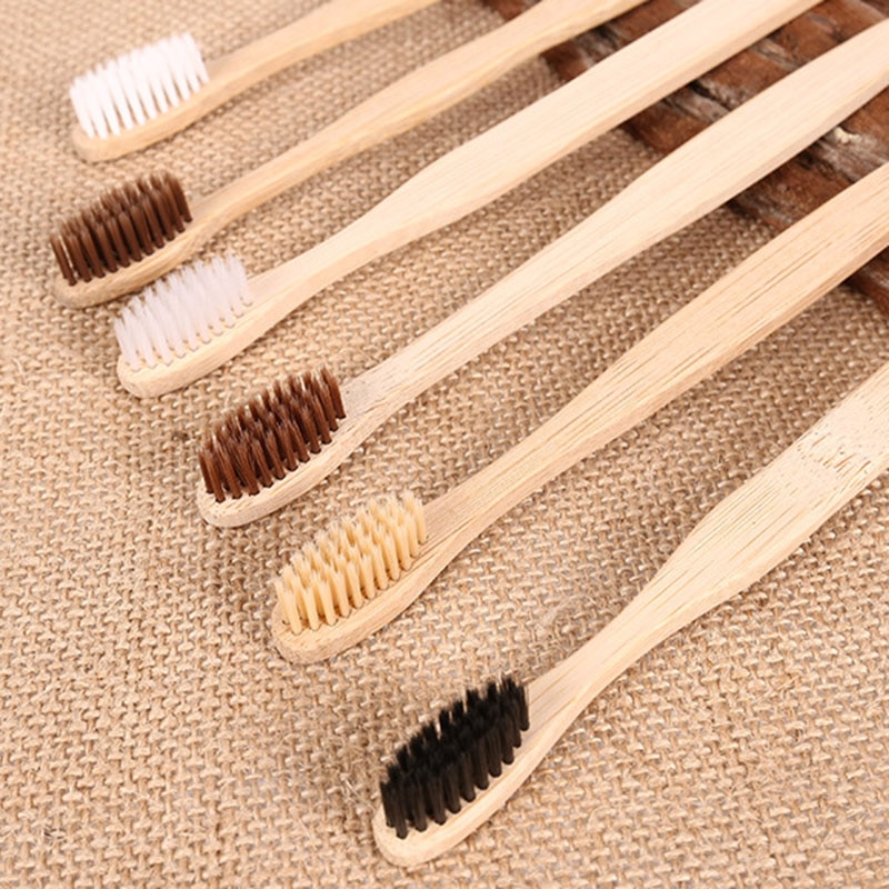 10pcs/set Environmental Bamboo Charcoal Toothbrush For Oral Health Low Carbon Medium Soft Bristle Wood Handle Toothbrush