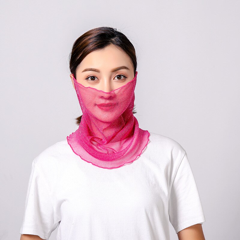 neue Gold seide Gesicht Maske Schutz Frauen Sonne Schals Hals Abdeckung fest drucken Dame Wandern Reiten Mund Schal Ring wickelt: 8