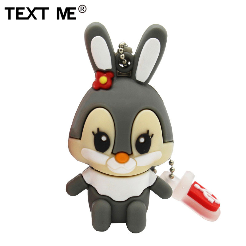 TEXT ME 64GB usb flash drive usb 2.0 4GB 8GB 16GB 32GB pendrive cute gray pink model rabbit