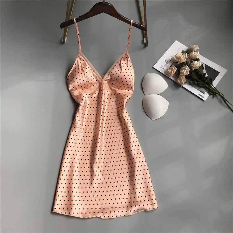 Dames slaapjurk, comfortabele nachtjapon, eenvoudige stijl, oranje jurk tot op de knie, dames homewear jurk met borstkussen voor de zomer: Oranje / Ik