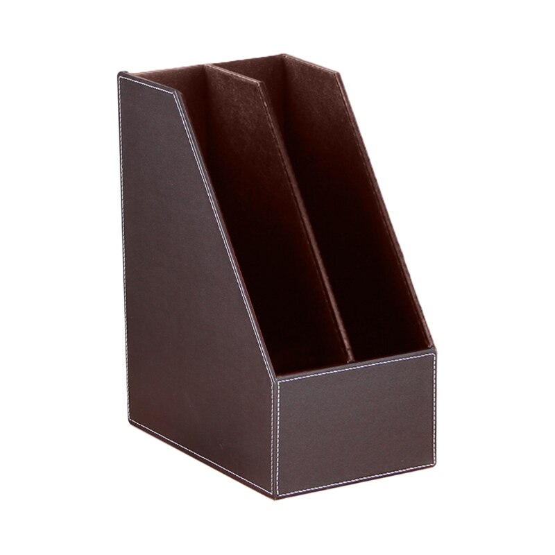 2 Slots PU Leather File Holder Magazine Rack Newspapers Organizer Cabinet Documents A4 Paper Storage Tray for Office: Coffee