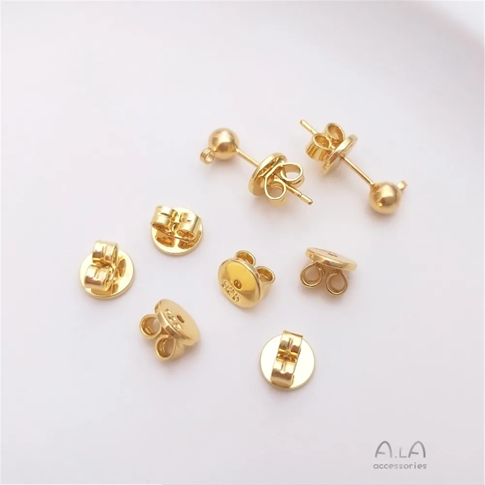 Oordopjes 18K Wit Goud 925 Oordopjes High-End Oordopjes Terug Plug Luistergedeelte Veelzijdige Eenvoudige Earclasp: Licht Geel Goud Kleur