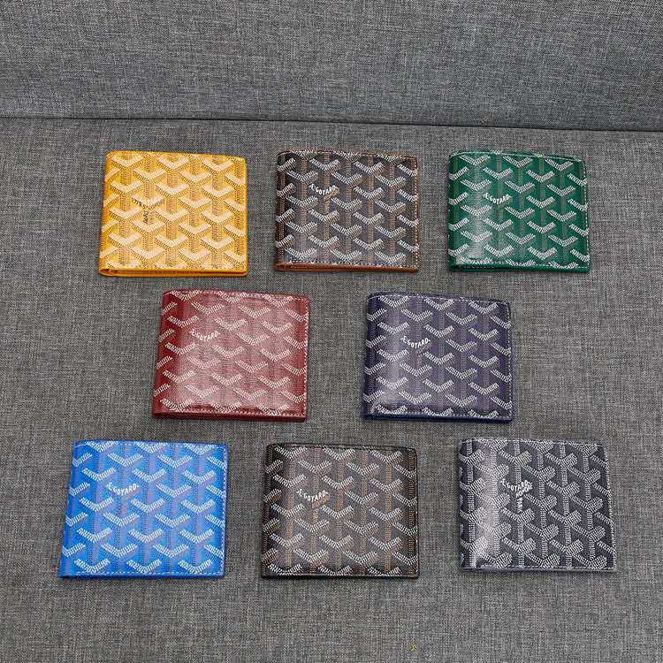 Goyard Dogtooth Wallet Men's and Women's with leather Short Half Fold Men's Wallet Genuine Leather Wallet