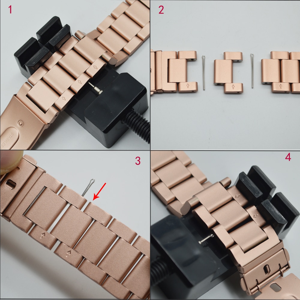 Bracelet en acier inoxydable pour Apple Watch, 38/42mm/40/44mm série 1 2 3 4 5 6, pour iwatch 5, bracelet avec bouton rose or