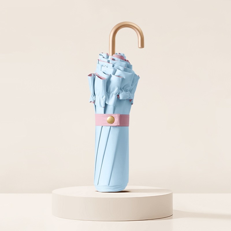 Høyverdig blonder solbeskyttelse bærbar solparasoll liten uv-bestandig solskjerm dobbeltfunksjonell sammenleggbar paraply ren farge: Rosa