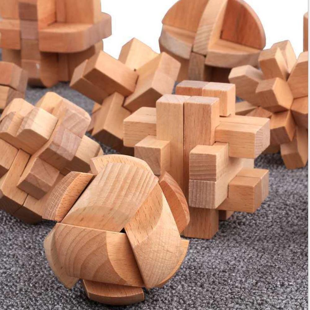 Beach Wood Logical Locking Building Blocks Toy Intelligence Unlock Building Blocks Toy