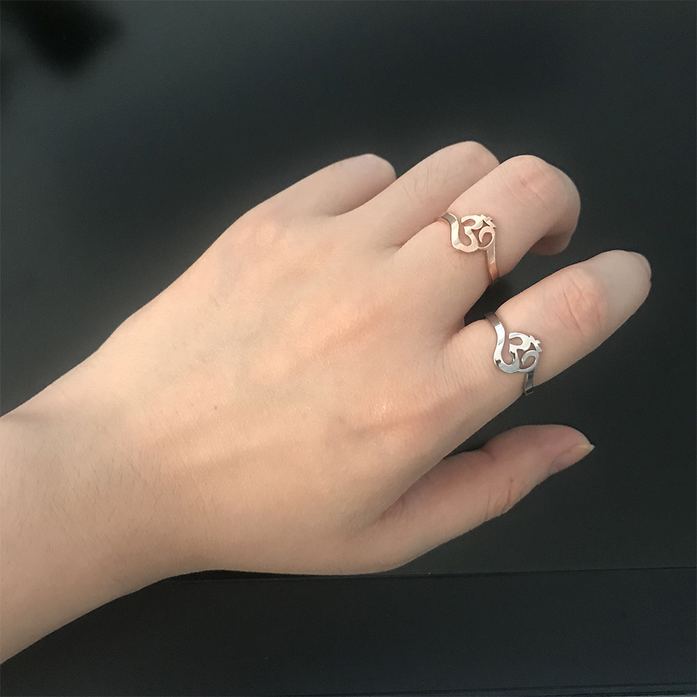 Unift Buddhism Hindu Yoga Om Aum Rings For Women Supernatural Talisman Stainless Steel Amulet Jewelry Religious Meditatio