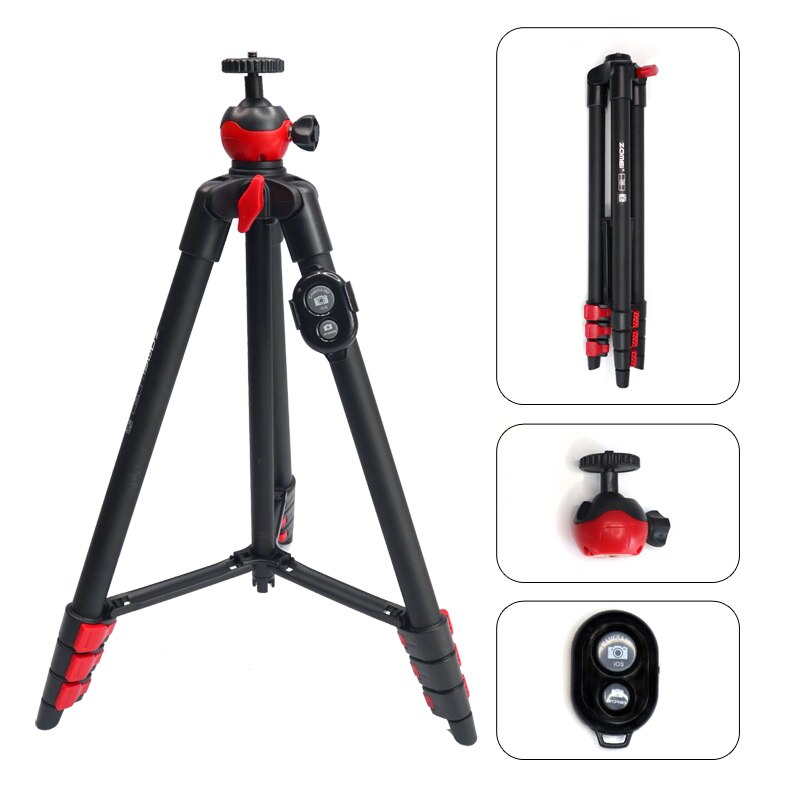 ZOMEI Phone tripod lightweight mini tripode Bluetooth Remote control smartphones clip for phone projector telescope: T60-4