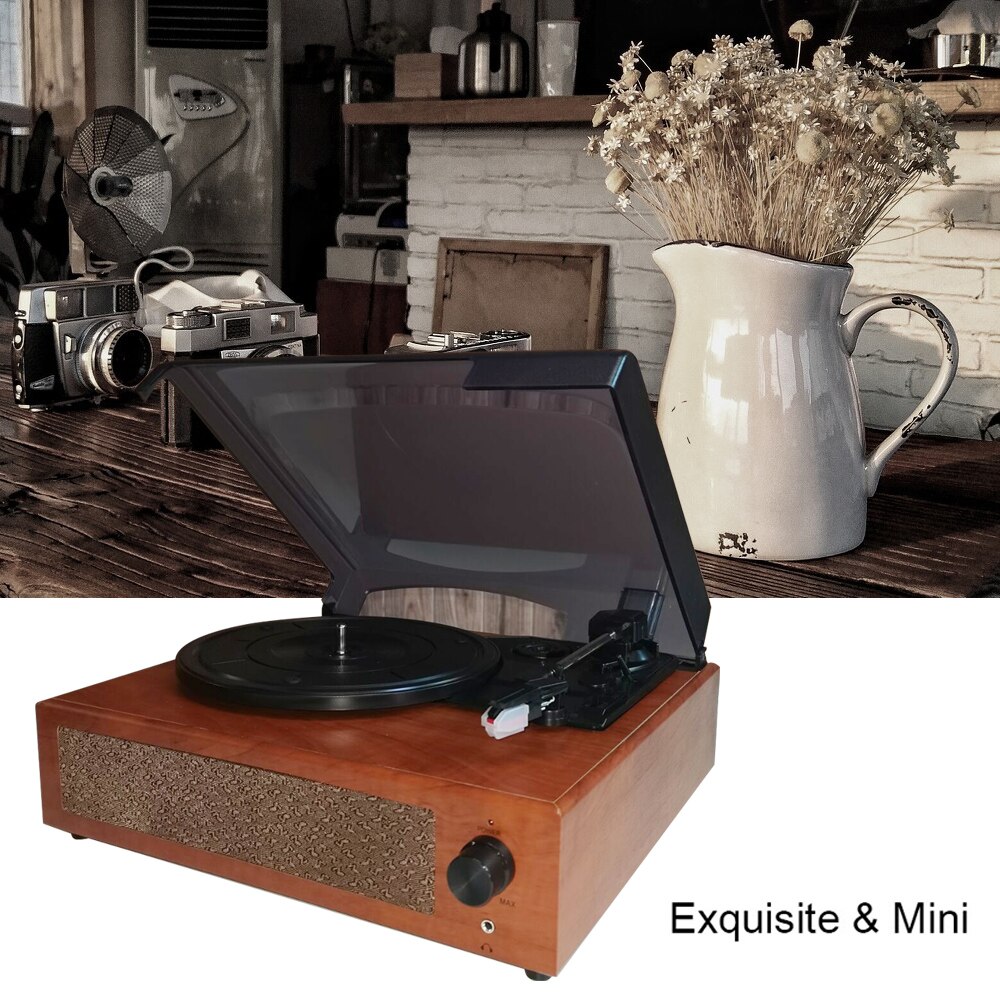 Bluetooth høyttaler retro fonograf grammofon vinyl platespiller klassisk platespiller avspilling innebygd stereohøyttaler 33/45/78 rpm