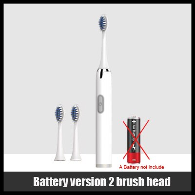 Electronic Toothbrush Washable Whitening Relax Teeth Brush Powerful Sonic Electric Toothbru USB Rechargeable Adult Ultrasonic: White 3 Heads