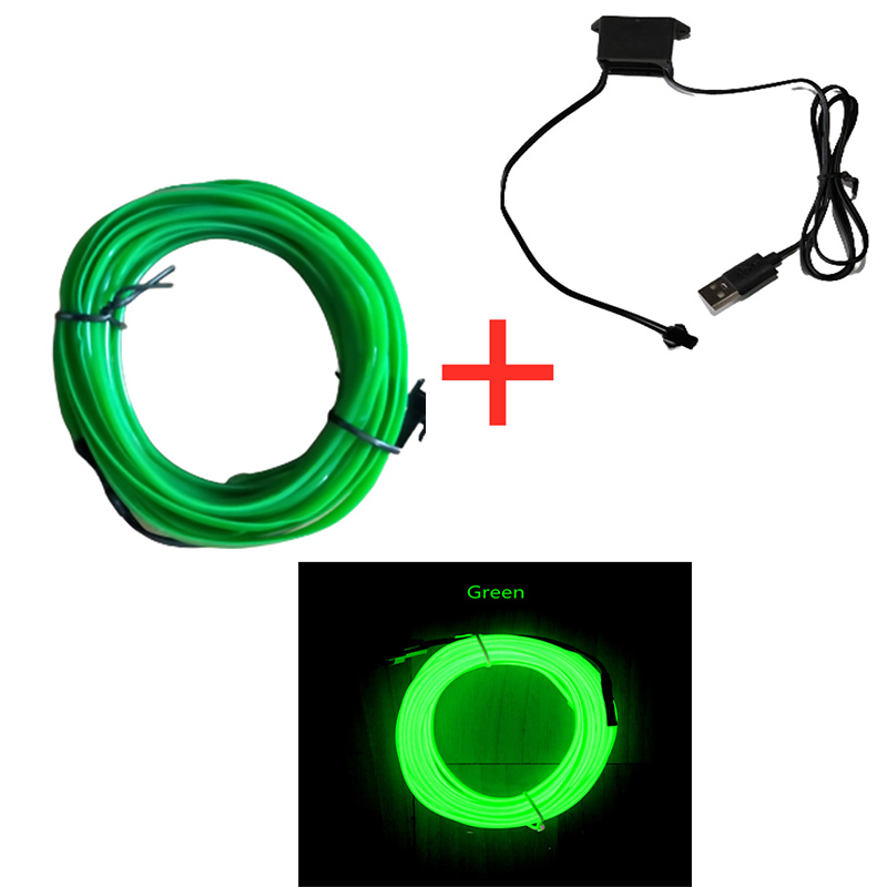 2M Auto Innen Dekorative Lampen Streifen Atmosphäbetreffend Lampe Kaltes Licht Dekorative Armaturenbrett Konsole Auto LED Umgebungs Lichter Adapter: Grün