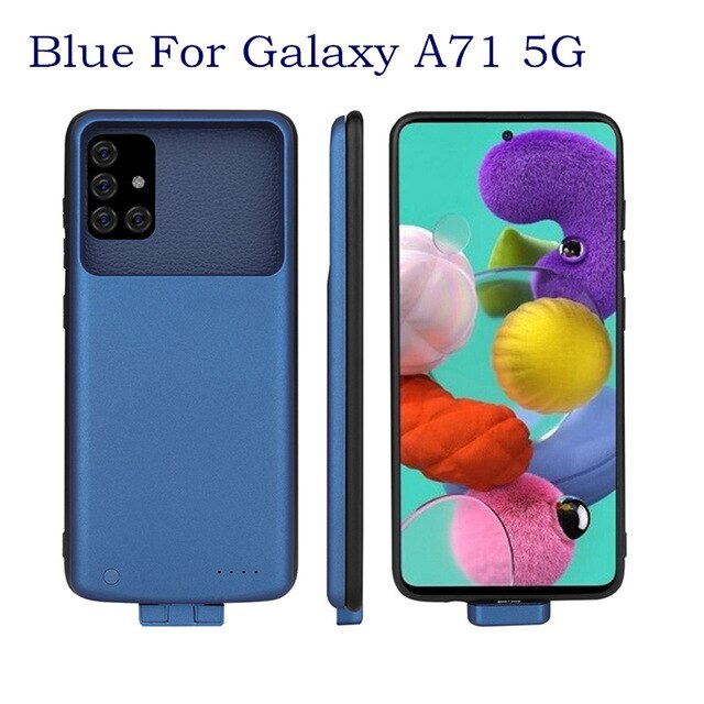 Fundas para cargador de batería de 5000mAh para Samsung Galaxy A71 5G, funda para cargador de batería a prueba de golpes para Samsung A71 5G: Azul