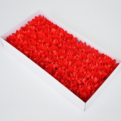 50 stk / sæt kunstige blomster asters sæbe blomst hoved romantisk bryllup valentinsdag bryllupsfest banket boligindretning: Rød