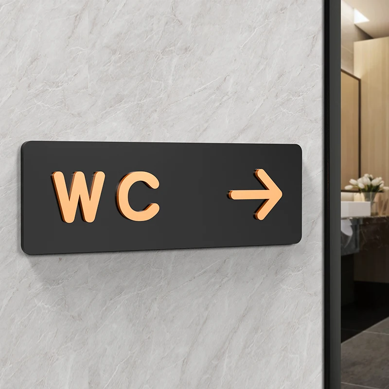 Simple Men and Women Bathroom Signs WC Public Toilet Guide Sign Index Hotel To The Left and Right Acrylic Restroom Prompt Sign: 40x30cm / ROSE RED