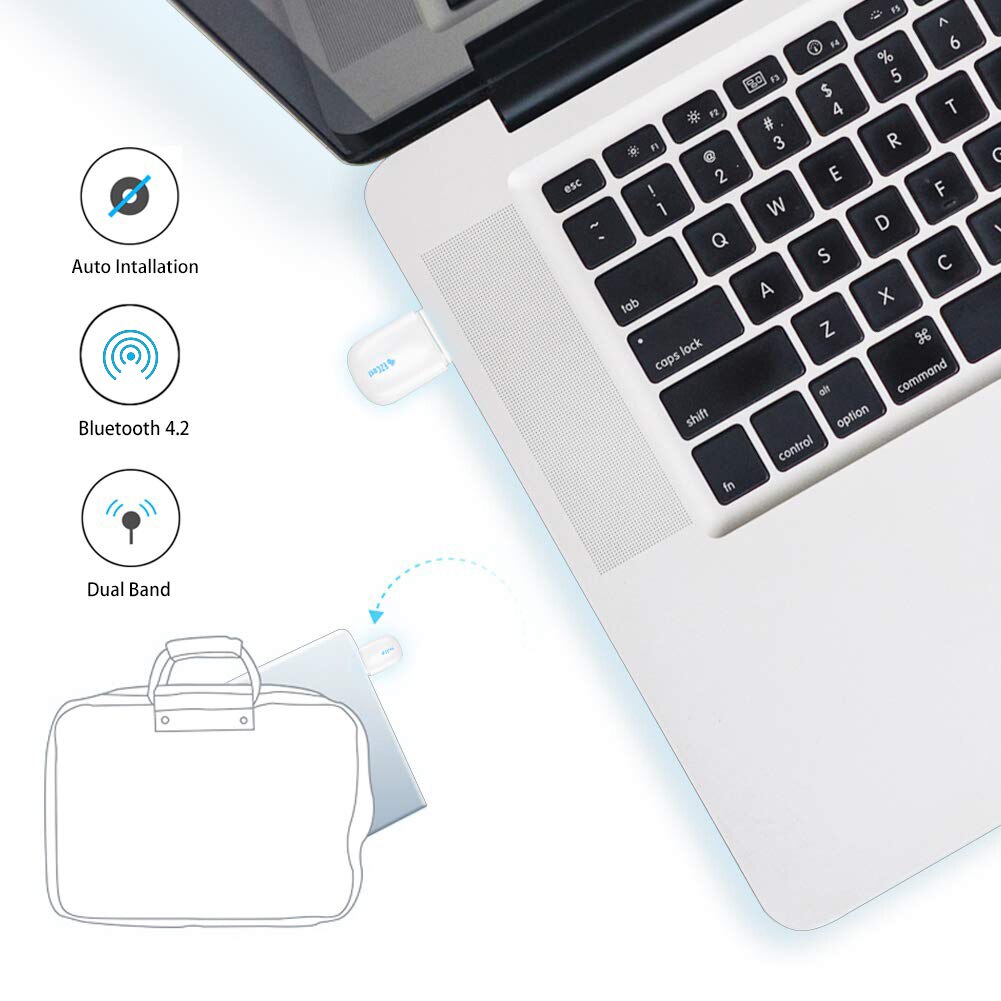 Dual Band WiFi Wireless USB Bluetooth Adapter For iPads,Phones laptops USB Bluetooth 4.2 Adapter Bluetooth Receiver Transmitter