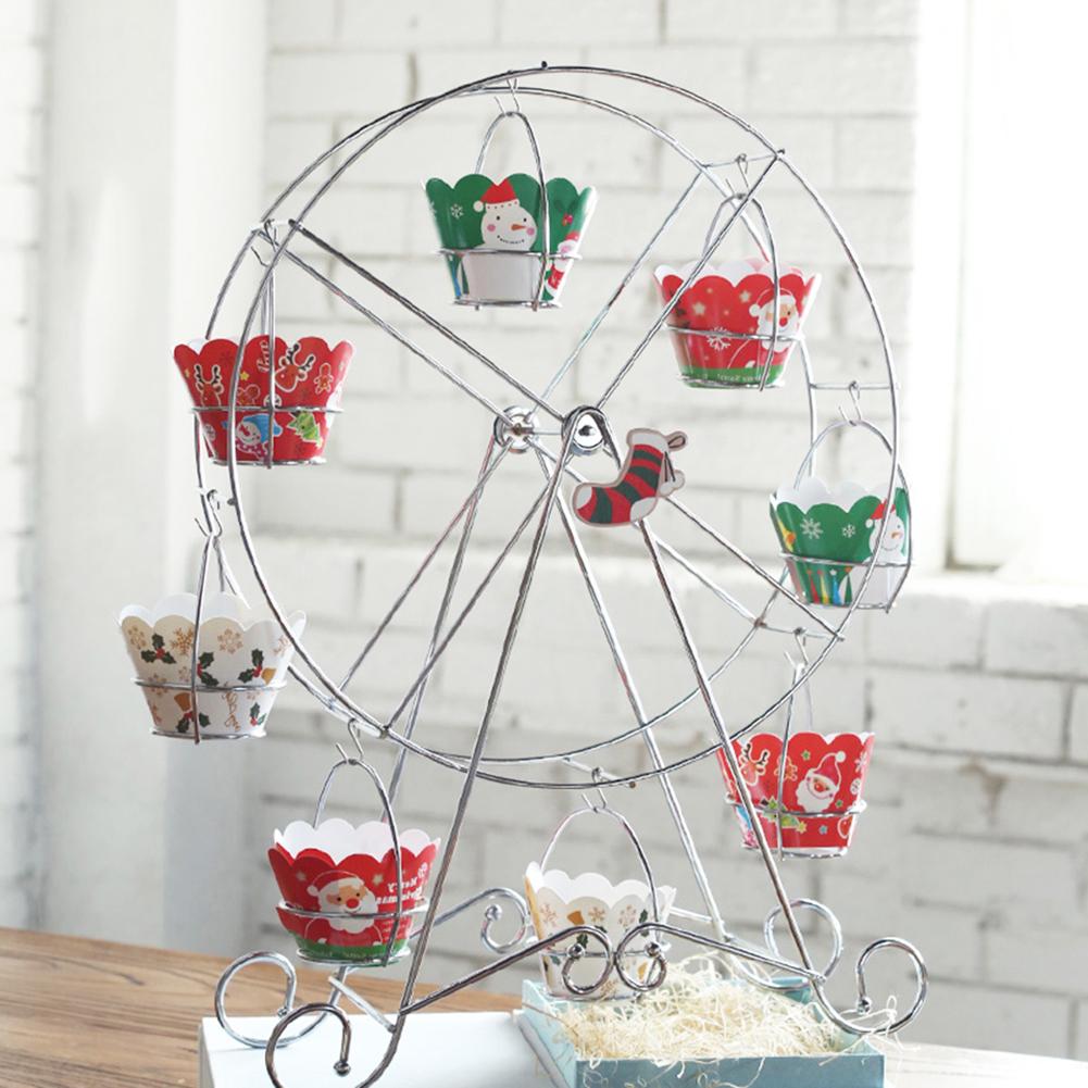 Soporte metálico para Magdalenas con forma de noria, soporte de exhibición para tartas y fiestas de cumpleaños y bodas