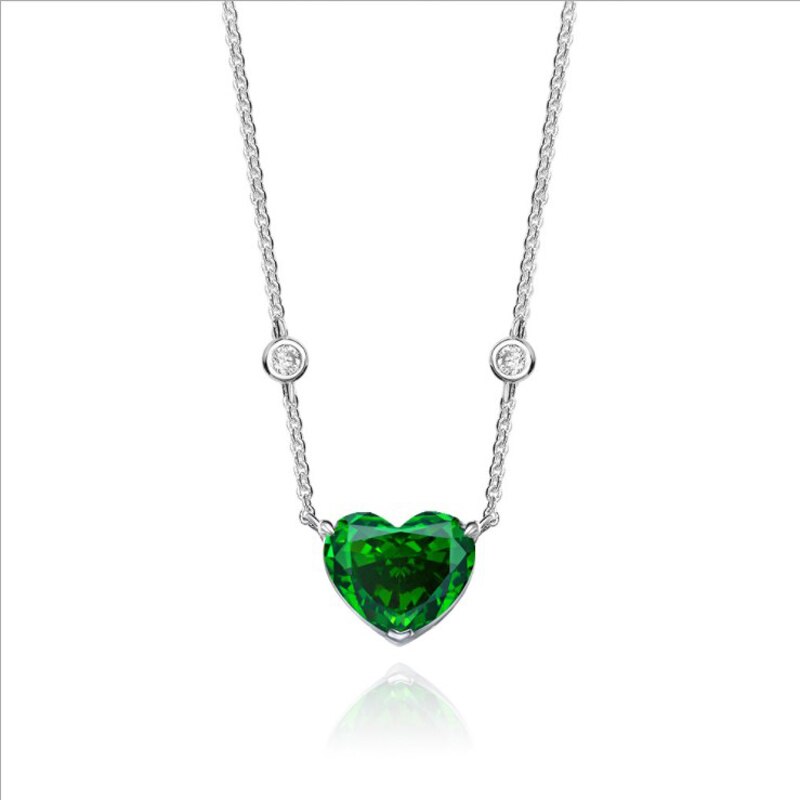 Oevas 100% 925 sterling silber 10*12mm smaragde hochkohlenstoff diamant eisblumen-anhänger halskette für damen party feiner schmuck: Smaragd