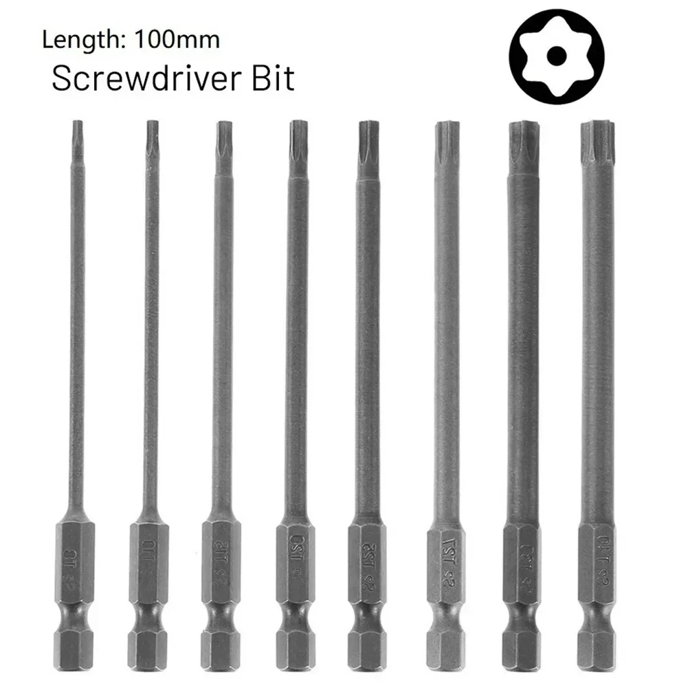 1pc 100mm torx-skruvmejselbits 1/4 -tums sexkantsskruvmejsel magnetisk skruvmejselbits handverktyg  t8 t15 t20 t25 t27 t30 t40