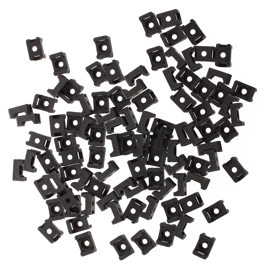 Black 9mm Cable Tie Mount Saddle Type Plastic Wire Bundle Holder 100Pcs