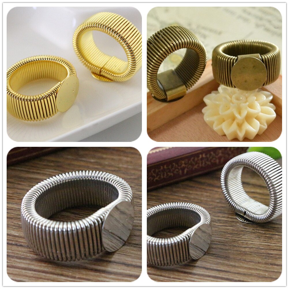 12mm 10 pces 3 cores chapeado bronze ajustável anel configurações em branco/base, cabochons de vidro de 12mm, botões; bezels anel