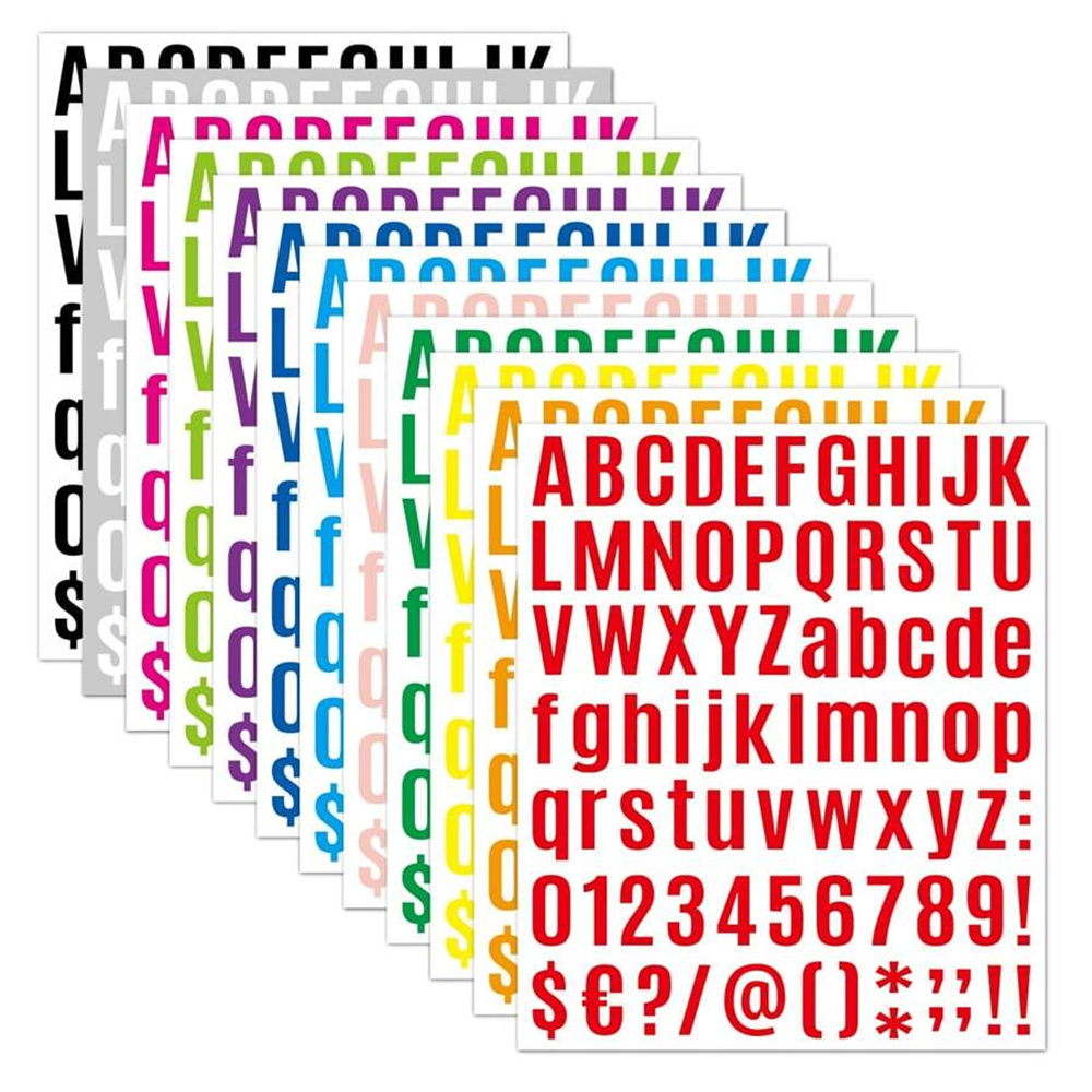 12 vellen alfabetstickers, briefstickers, 1 inch vinyl zelfklevende stickerletters, voor labels, winkelborden, scrapbooking ambachten
