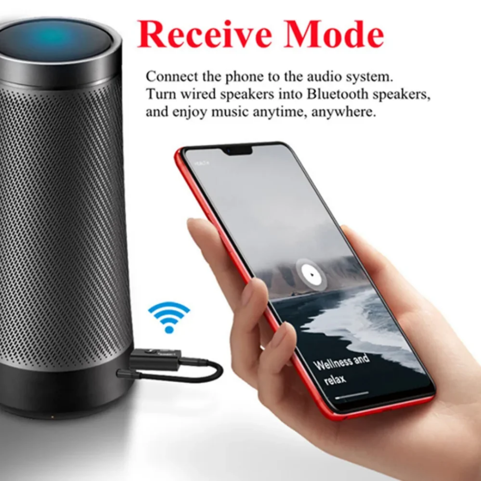 2 IN 1 USB Bluetooth 5.0 Adapter Transmiter 3.5mm AUX Jack For PC Computer TV Laptop Speaker Headset Bluetooth Receiver