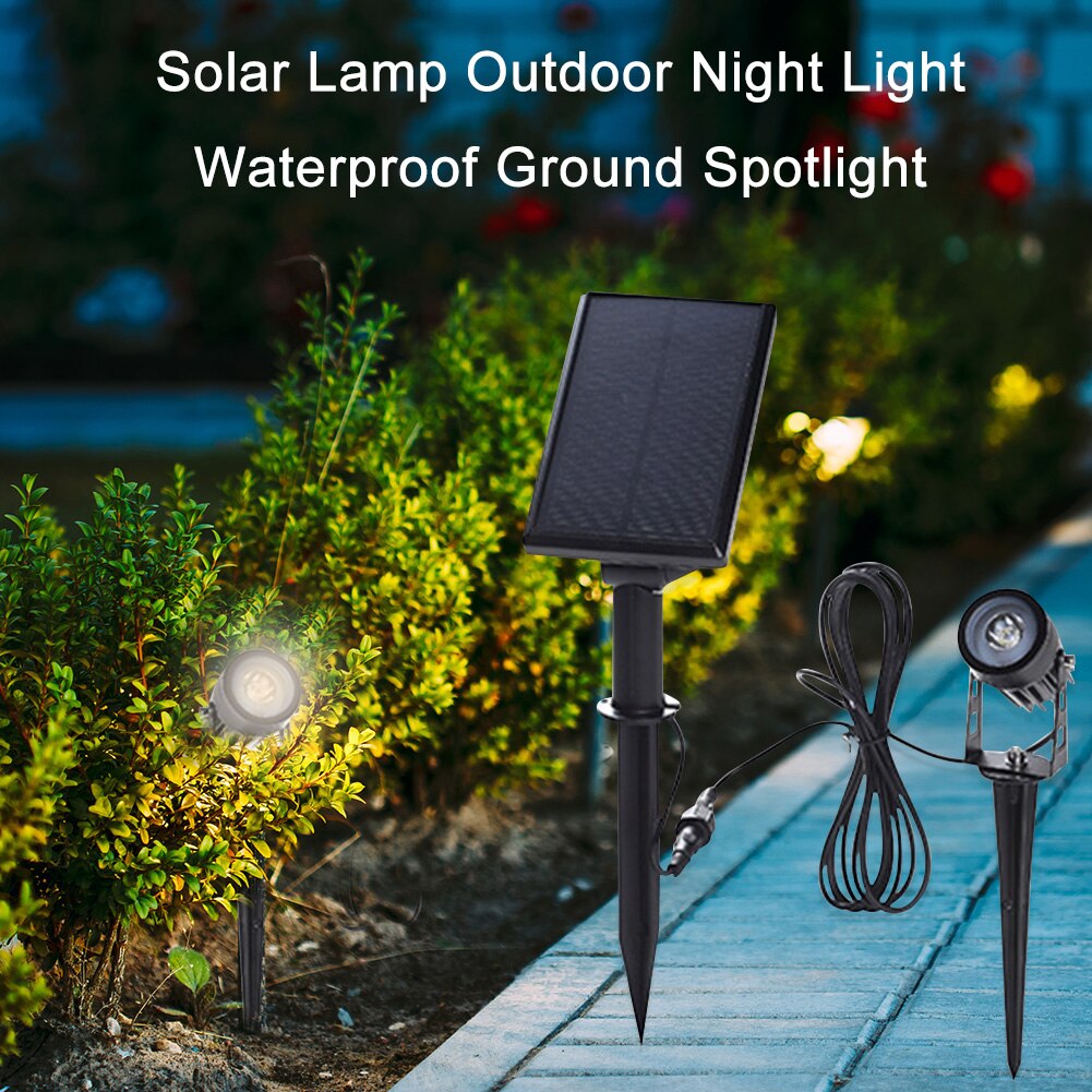 LED Solar Powered Spotlight Warm White Lights Solar Panel Outdoor Lighting Landscape Yard Garden Tree Separate Lamp