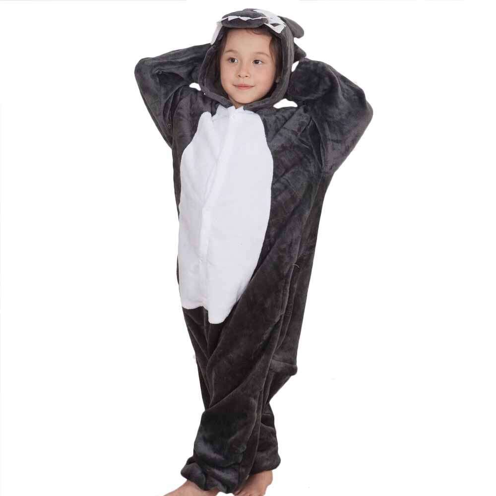 Pijama de animales con capucha para niños y mujeres, ropa de dormir bonita, mono con estampado de Lobo, Kigurumi
