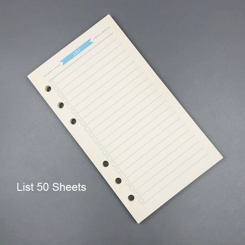 Lovedoki diario recambio A6A5 semanal mensual papel de relleno de planificador para Filofax Dokibook carpeta cuaderno de papelería escolar: Color List / A6 Medium