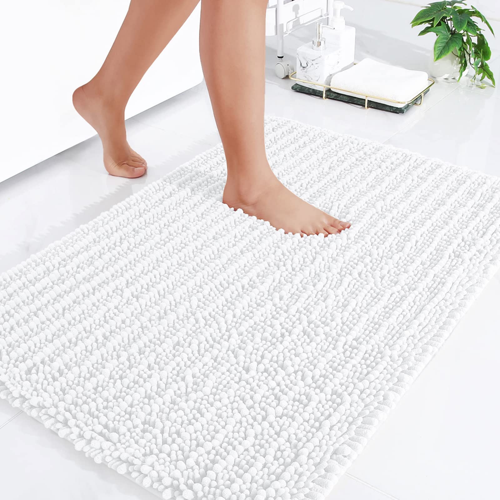 Hapihappy Chenille Bath Mat Luxury Bath Mat Soft Thick Absorbent Bathroom Mat Non-Slip Machine Wash Plush Bath Mats for Bathroom: 1700MMx2400MM / Yellow