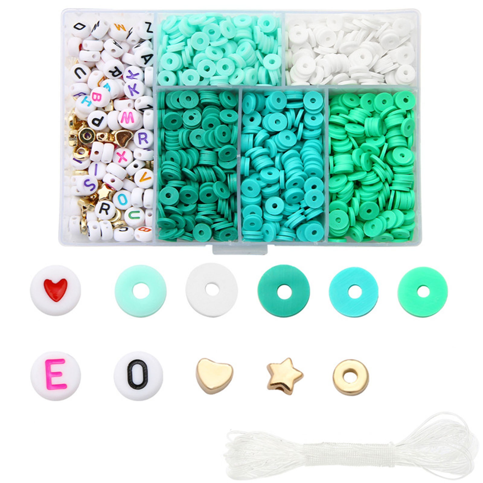 1160PCs Polymer Clay Beads Set For Bracelet DIY Flat Round Arylic Letter Beads Spacer Beads DIY Jewelry Making Bracelet Necklace: 2