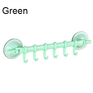 6 ganchos toallero ventosa taza baño cocina pared puerta titular ventosa percha: Green