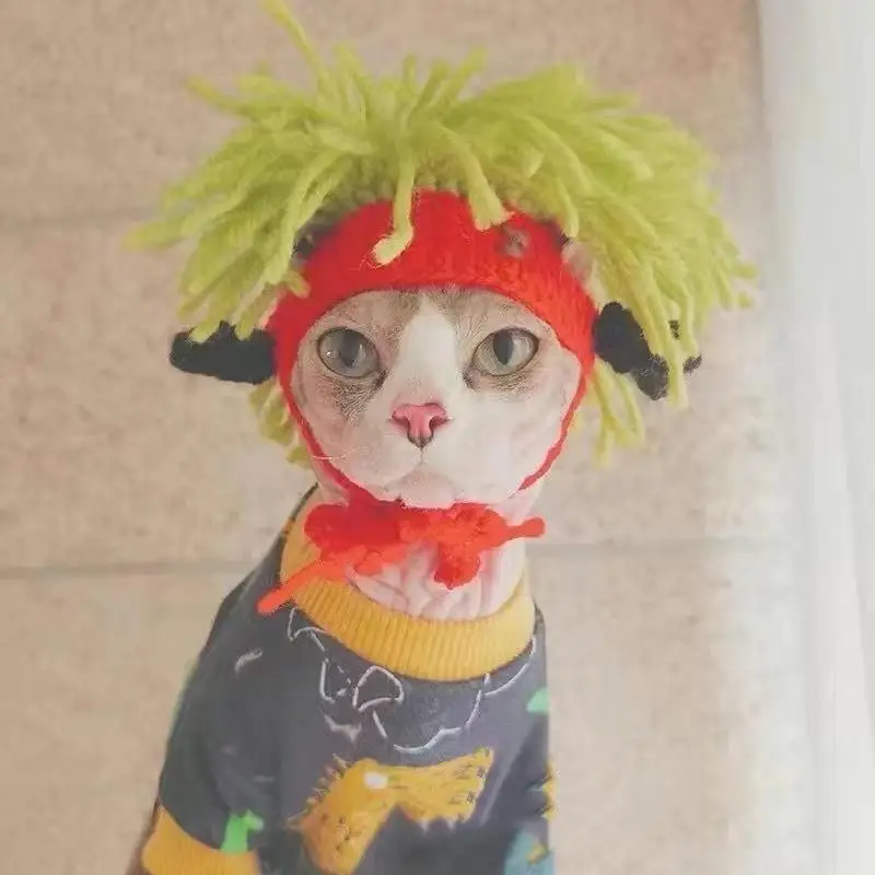 Gorro elástico bonito y refinado para mascotas, gorro de punto para cachorros y gatitos, accesorios para sesión de fotos, accesorios para gatos, otoño e invierno: M / Rosa