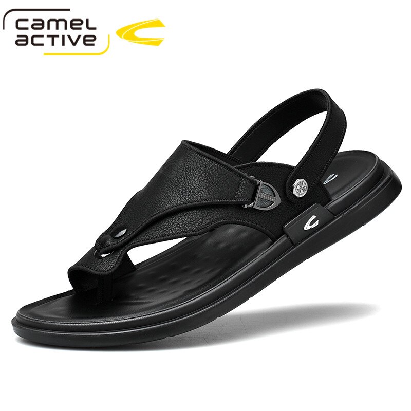 Camel Active Men Sandals Leather Sandals Men Comfortable Leisure Buckle Strap Brand Shoes Men Beach Sandals