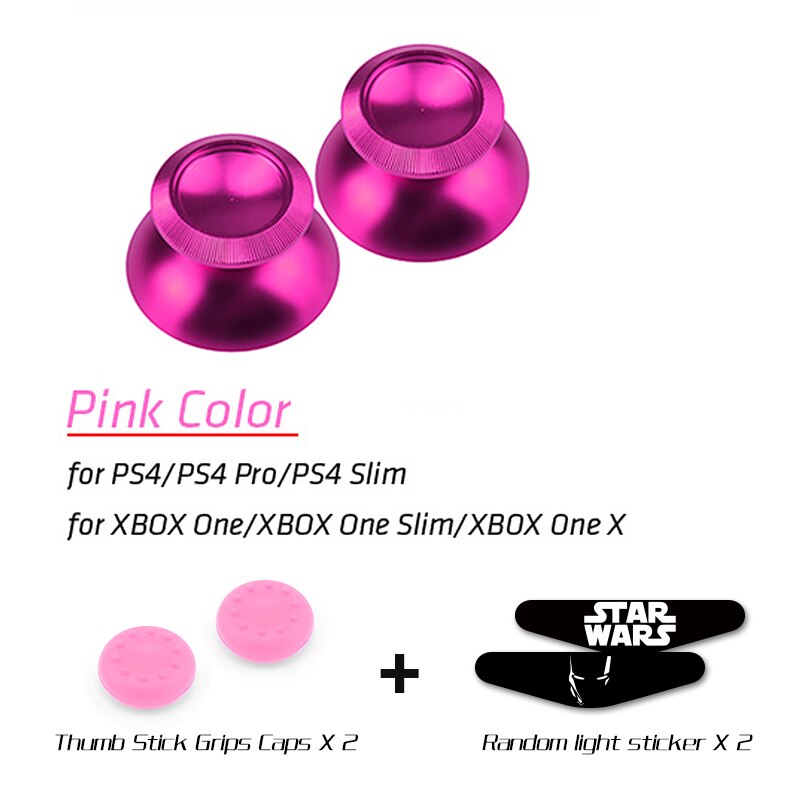 DATA FROG Metal Thumb Sticks Joystick Grip Button For Sony PS4 Controller Analog Stick Cap For Xbox One /PS4 Slim/Pro Gamepad: pink