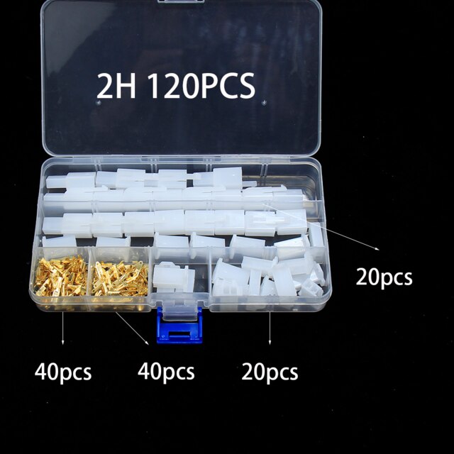 Conectores eléctricos automáticos macho y hembra de 2 pines, terminales de cable eléctrico de Metal no aislados, Kit de crimpado para automóviles, cableado de motocicletas: 2H 120PCS 7021A